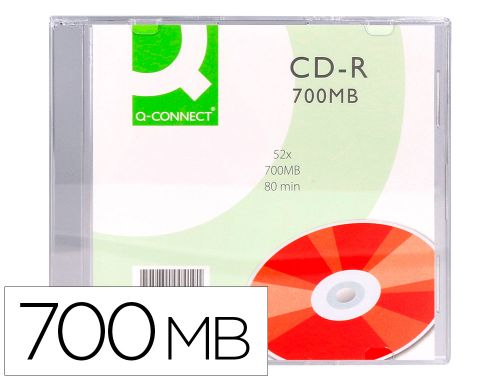 Cd-r q-connect capacidade 700mb duracao 80min velocidade 52x caixa slim 1 unidade , Q-connect , 54737 , 5705831004191